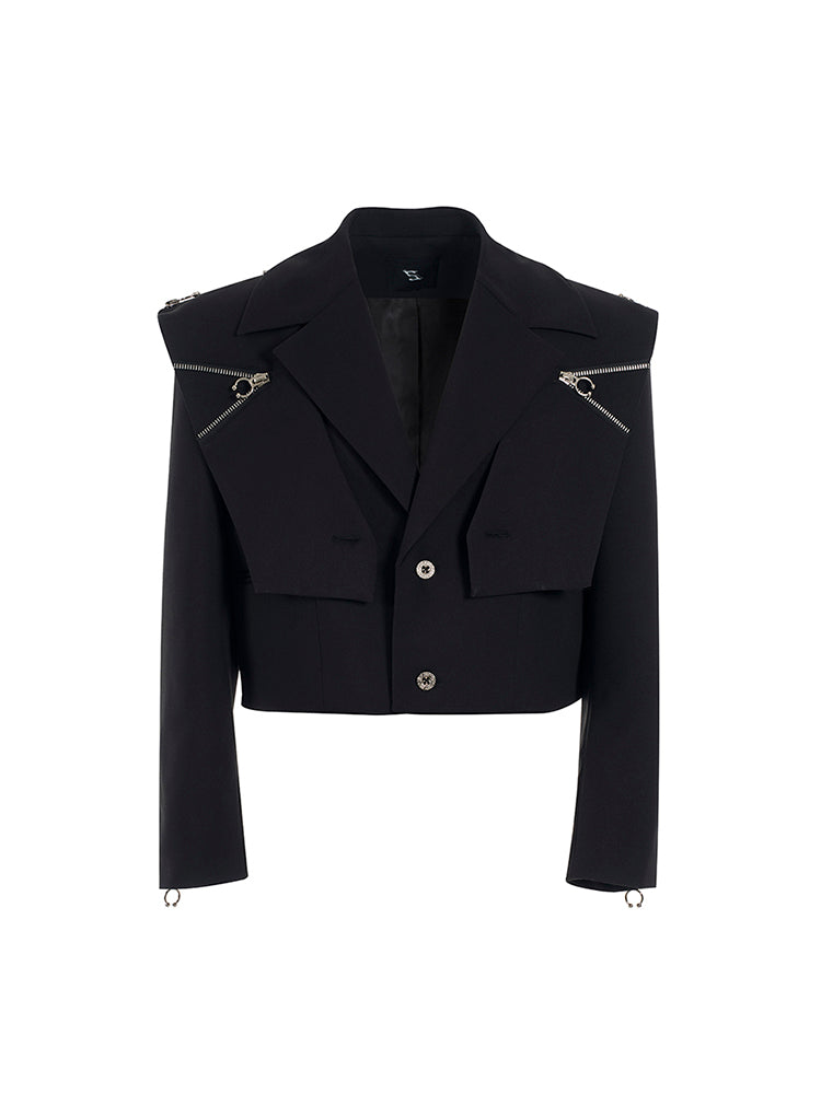 【25s Apr.】Mock Two-piece Zippered Short Suit