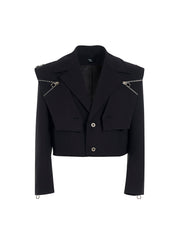 【25s Apr.】Mock Two-piece Zippered Short Suit