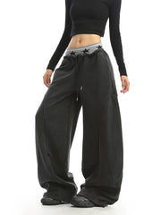 【26s Apr.】Double Waist Washed Fleece Wide-Leg Sweatpants