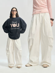 Pleated Wide-Leg Parachute Pants