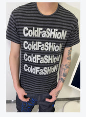 ColdFaSHioN Silver Graphic Stripe Tee