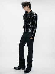Glossy Crocodile Slim Moto Jacket