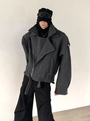 【25s Jul.】Deconstructed Grey Wool Cropped Fitted Jacket