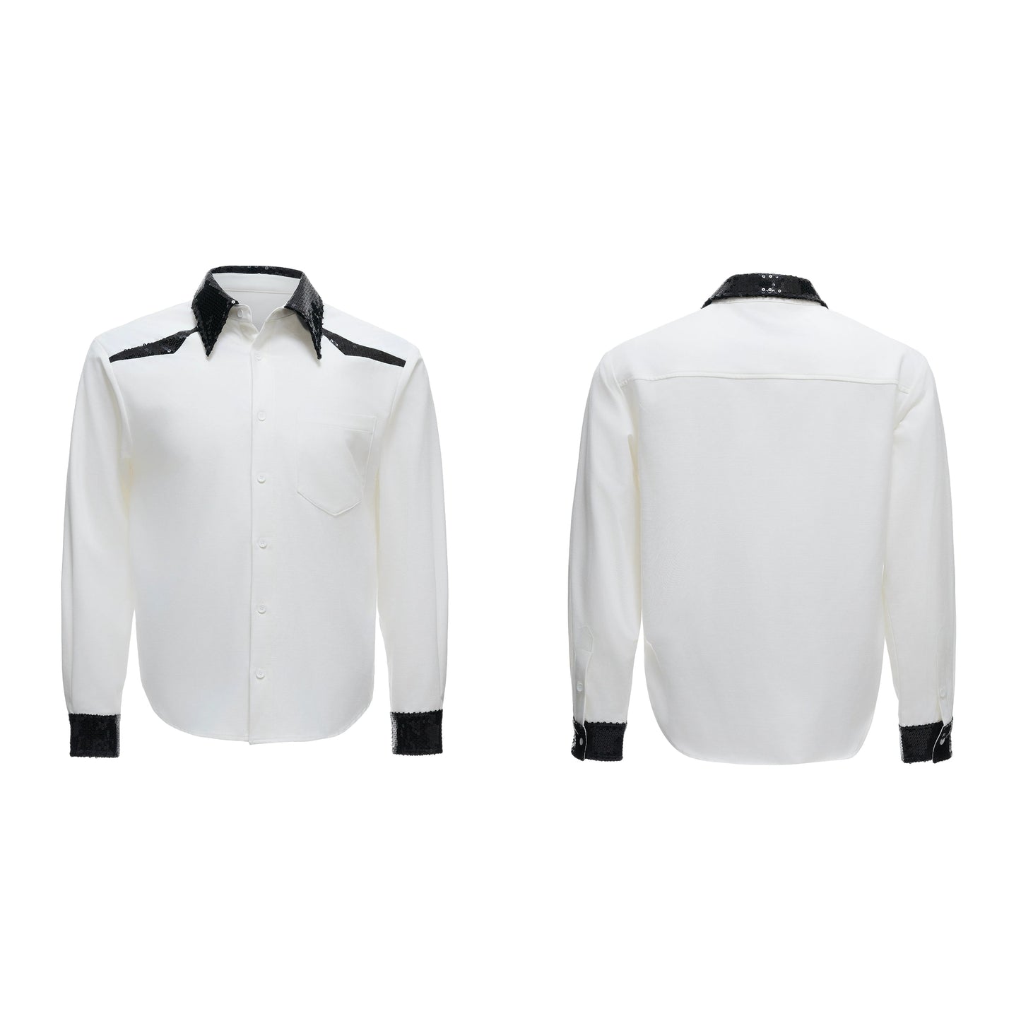 【25s Aug.】Sequined Contrast Lapel Shirt