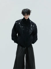 【25s Nov.】High-neck Plush Pearl Embellished Sweater