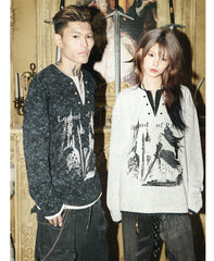 【26s Jan.】Knight-Inspired Henry Neck Layered Sweatshirt Tee