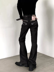 Music Note Raw Denim Flared Jeans