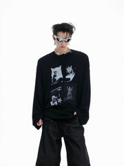 【25s Aug.】Artistic Pattern Loose Fit High Elasticity Long Sleeves