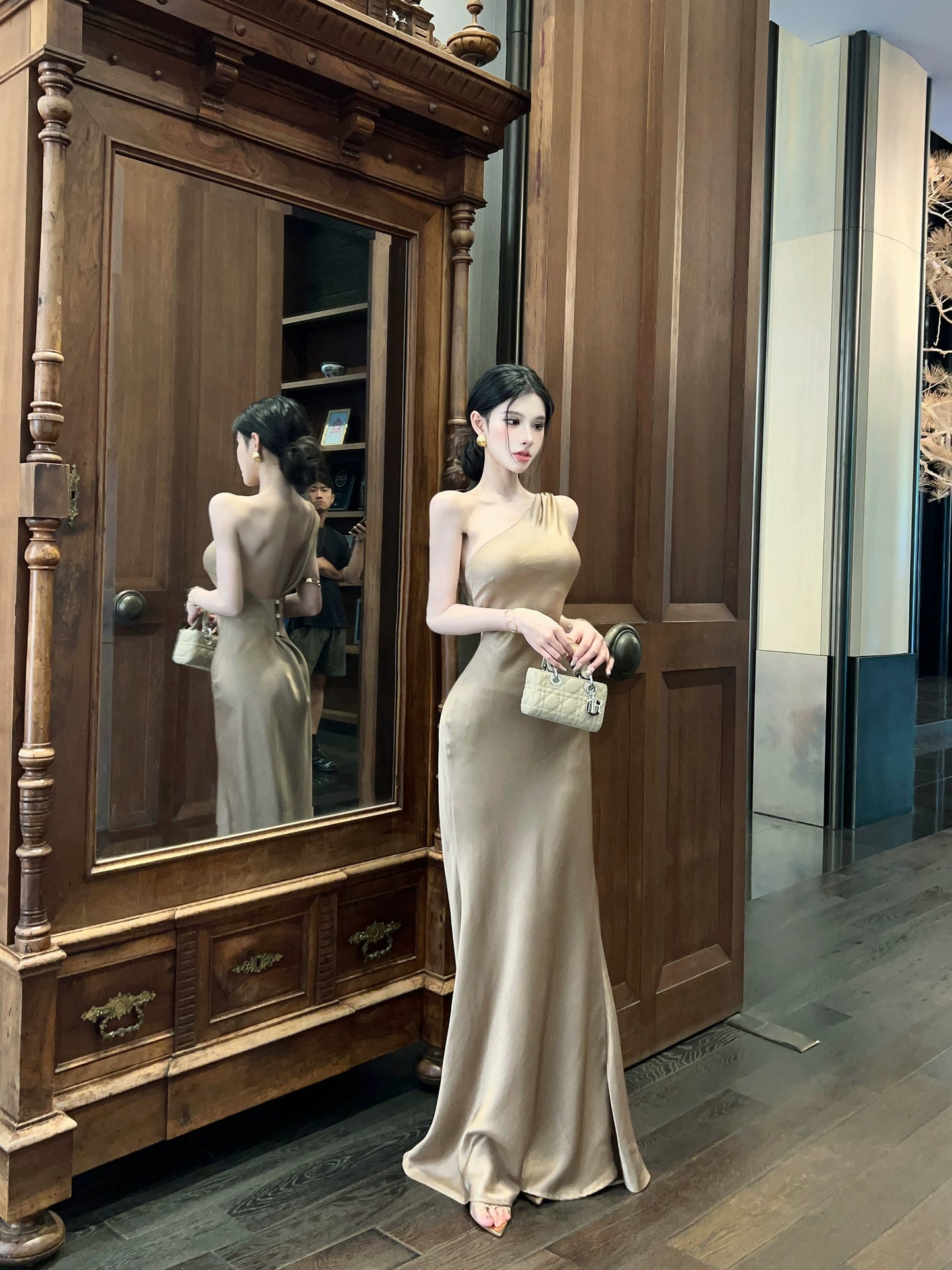 【25s Aug.】Asymmetrical One-Shoulder Backless Dress
