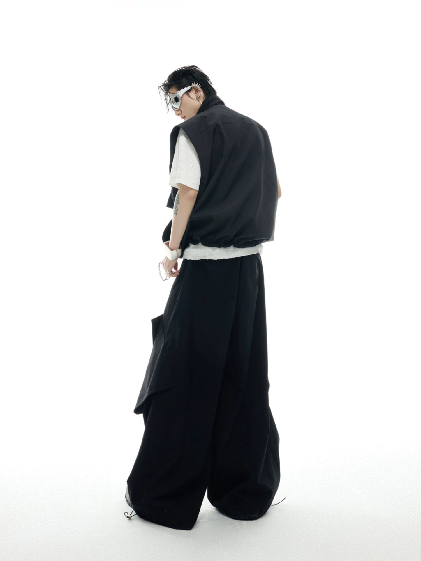 【25s May.】Loose Irregular Drawstring Vest / Multi-Pocket Overalls