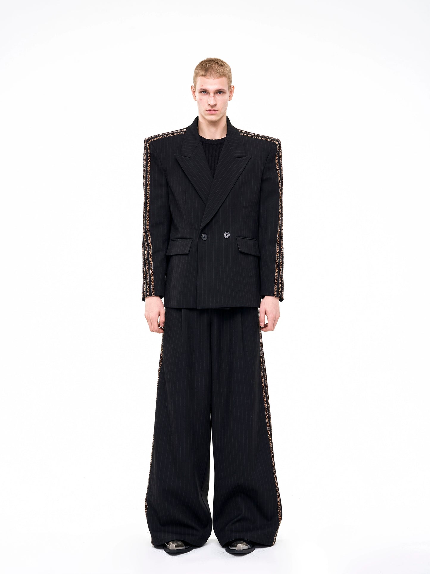Vertical Striped Double-breasted Elegant Suit