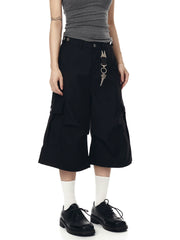 【25s Jul.】Ruched Wide-Leg Cargo Shorts