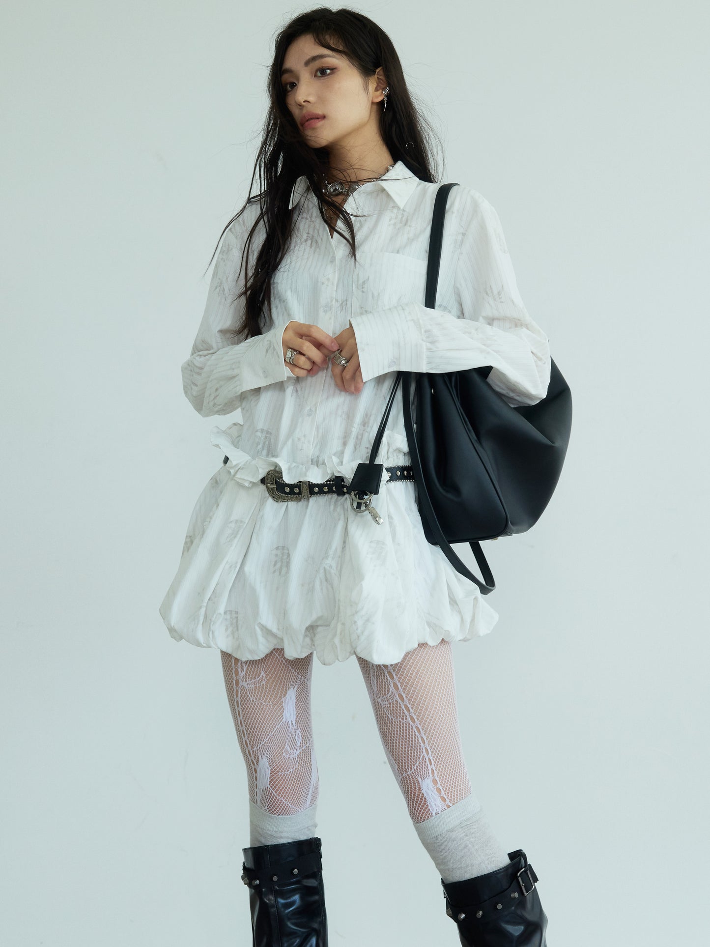 【25s Apr.】New Chinese Style Printed Pleated Bud Dress
