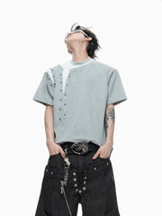【26s Apr.】Studded Layered Panel Cropped Tee