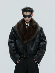 【25s Nov.】Distressed Embossed Detachable Fur Collar Thickened Cotton Coat