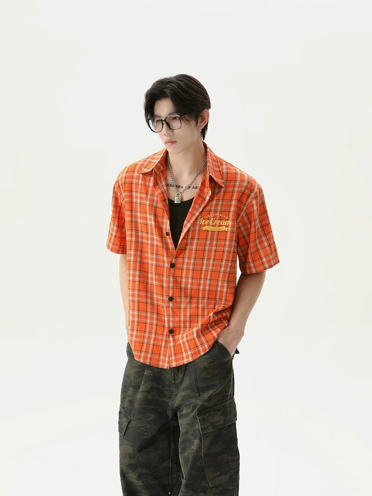 【25s Aug.】American Retro Contrast Plaid Shirt