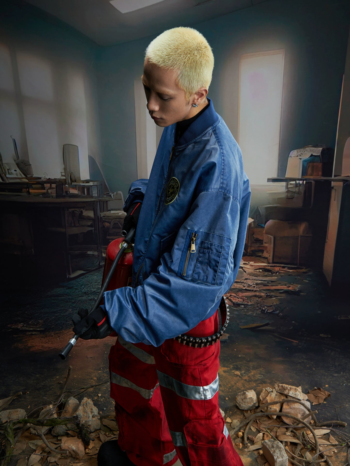 【25s Aug.】Distressed Washed Loose Bomber Jacket