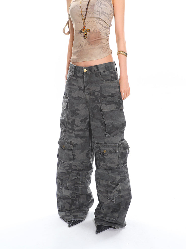 【25s Apr.】Heavy Camouflage Vintage Multi-Pocket Wide Leg Pants
