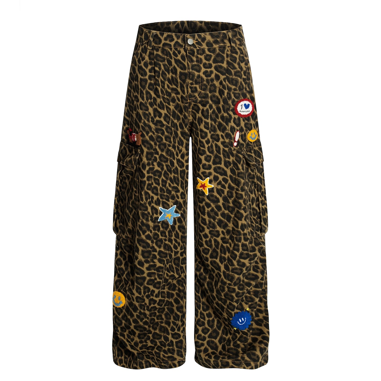 【25s Aug.】Vintage Patchwork Embroidered Leopard Print Jeans