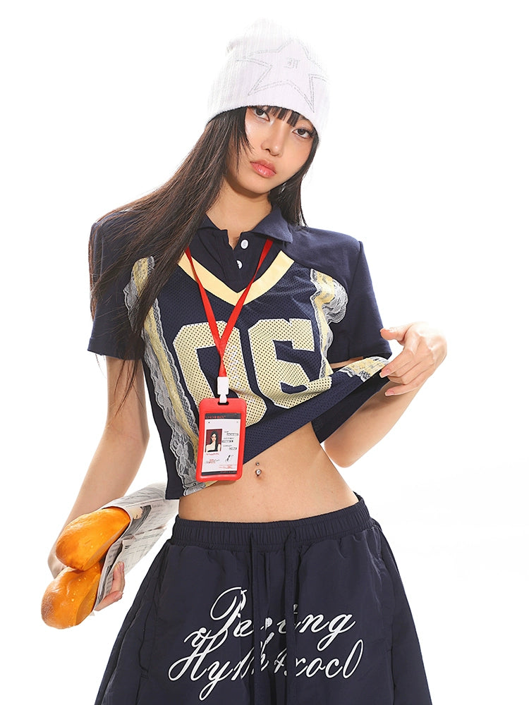 【25s Apr.】Vintage Lace POLO Collar Sports T-Shirt