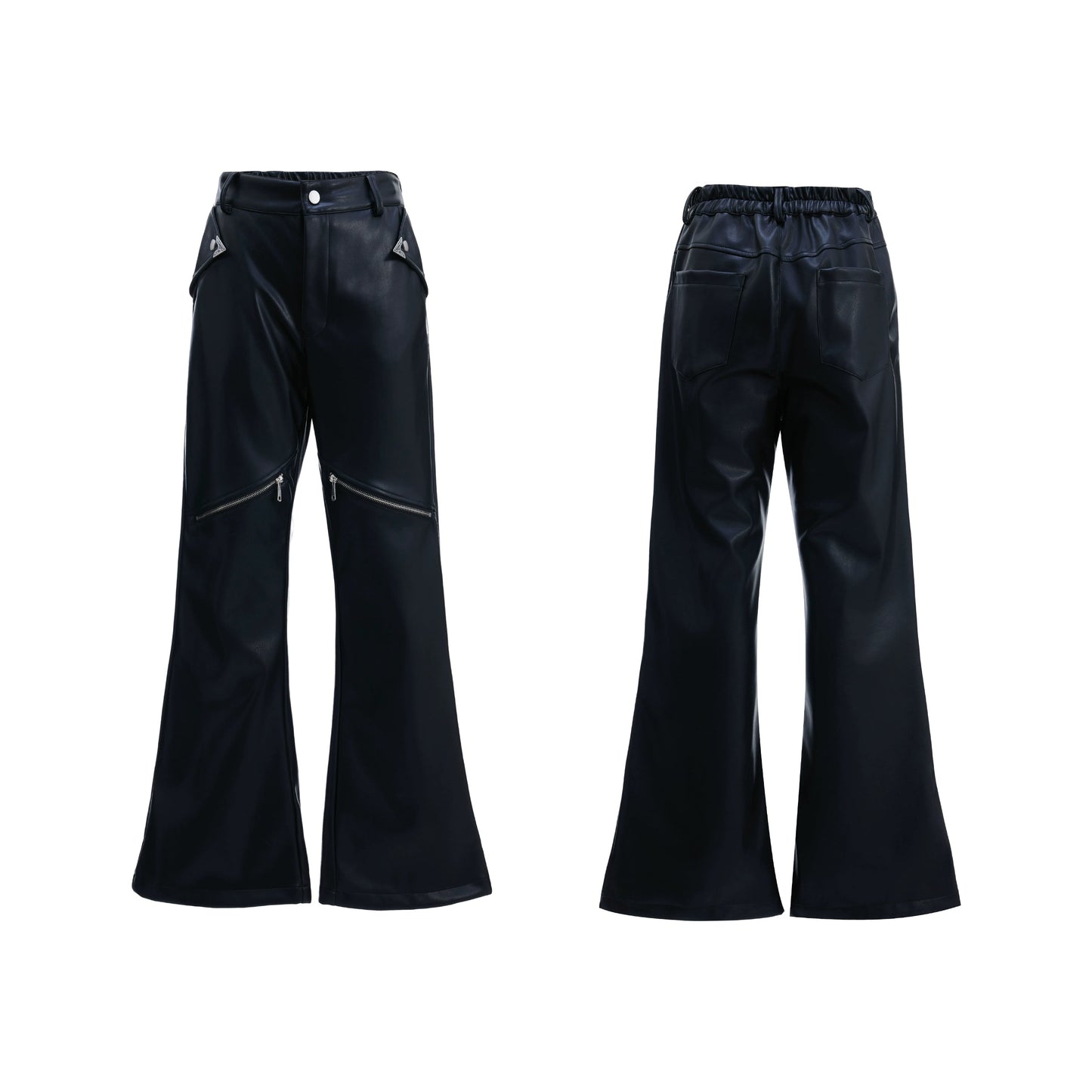 【25s Aug.】Vintage Metal Zipper Shiny Leather Pants