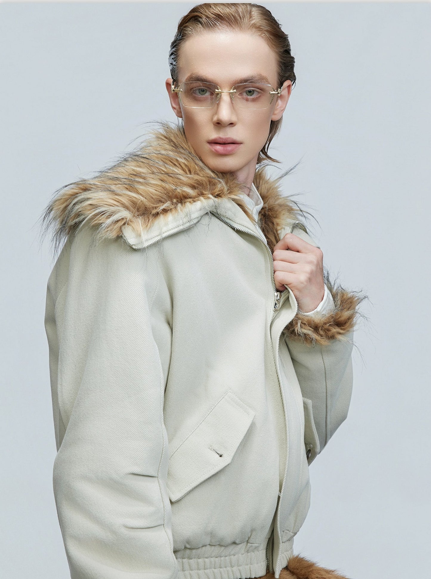 【25s Nov.】Washed Fur Collar Plush and Thickened Cotton Jacket