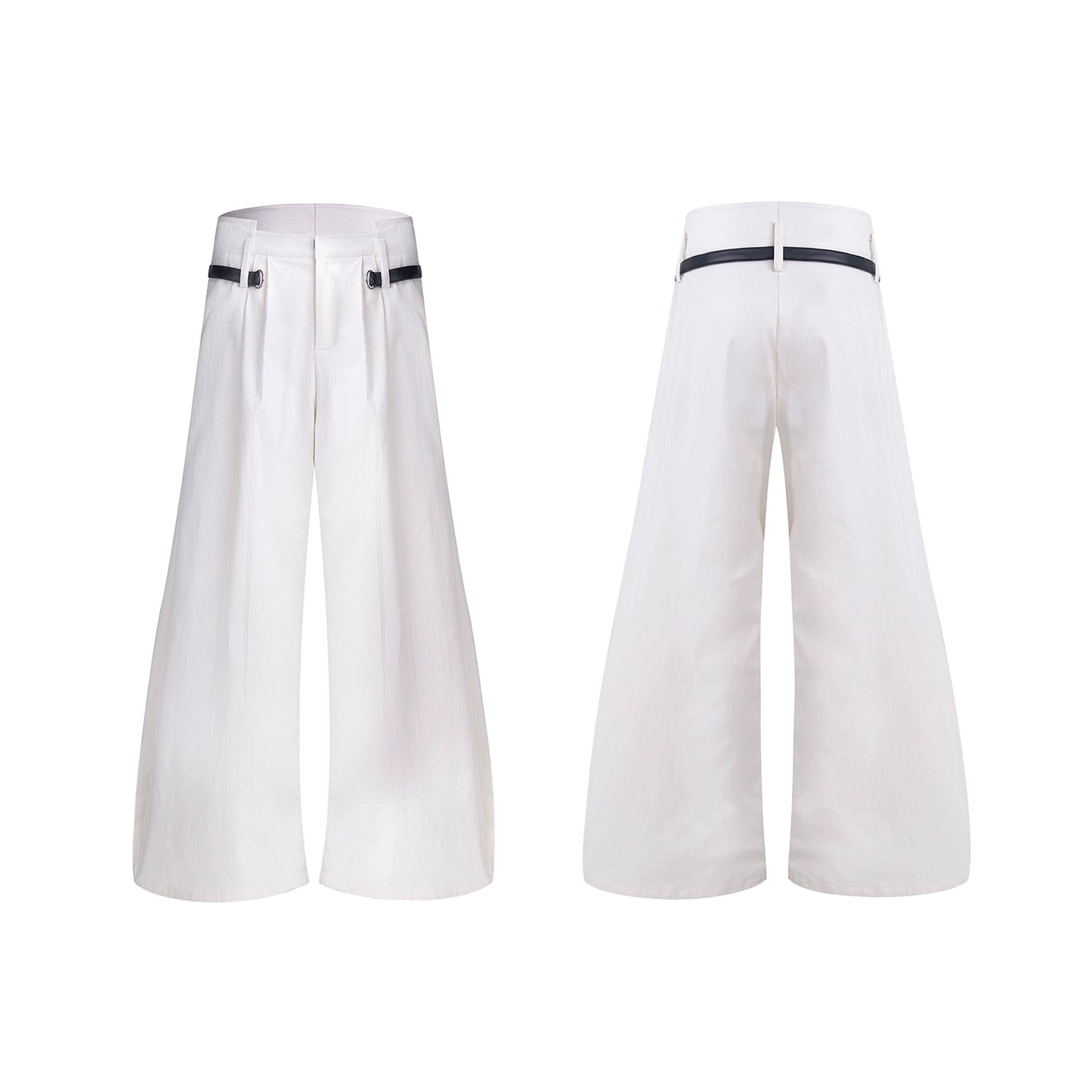 【25s Sep.】Red Wide-Leg Pants with Curved Blade Cut