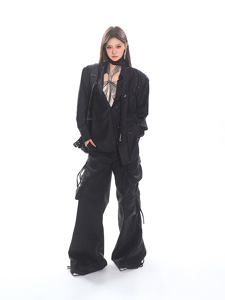 【25s Apr.】Sparkling Rhinestone Ribbon Shirt