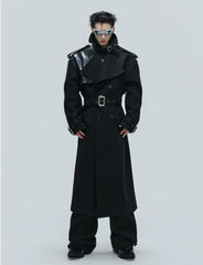 【25s Nov.】Crocodile-print Lace-up Metal Buckles Woolen Coat