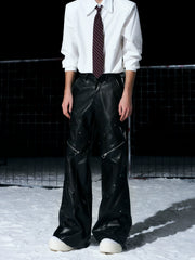 【26s Jan.】Textured Snakeskin Flared Leather Pants