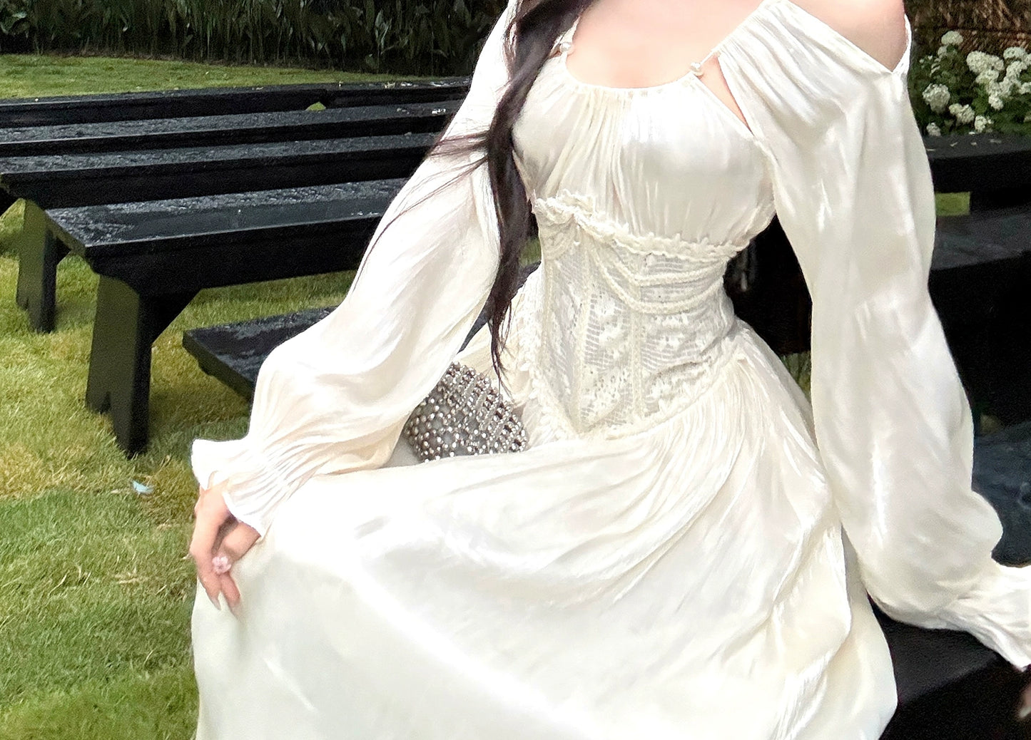 【25s Aug.】Lace Panel Corset-Style Midi Dress