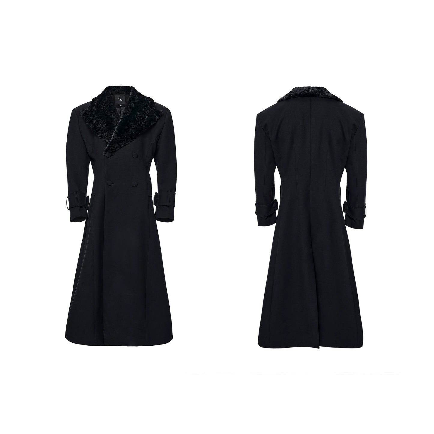 【25s Nov.】Elegant Long Trench Coat with Fur Collar