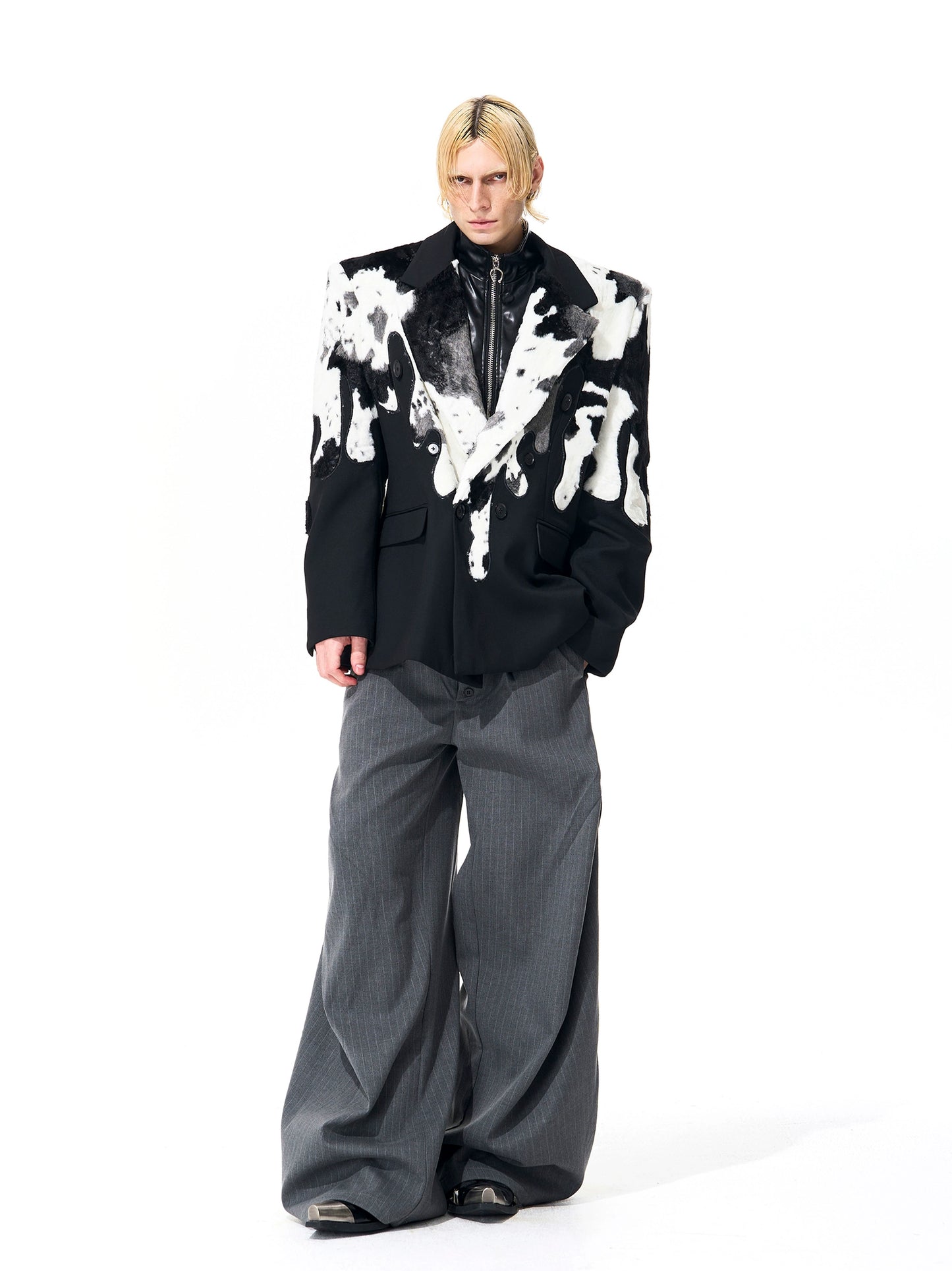 Cow-print Fur Blazer