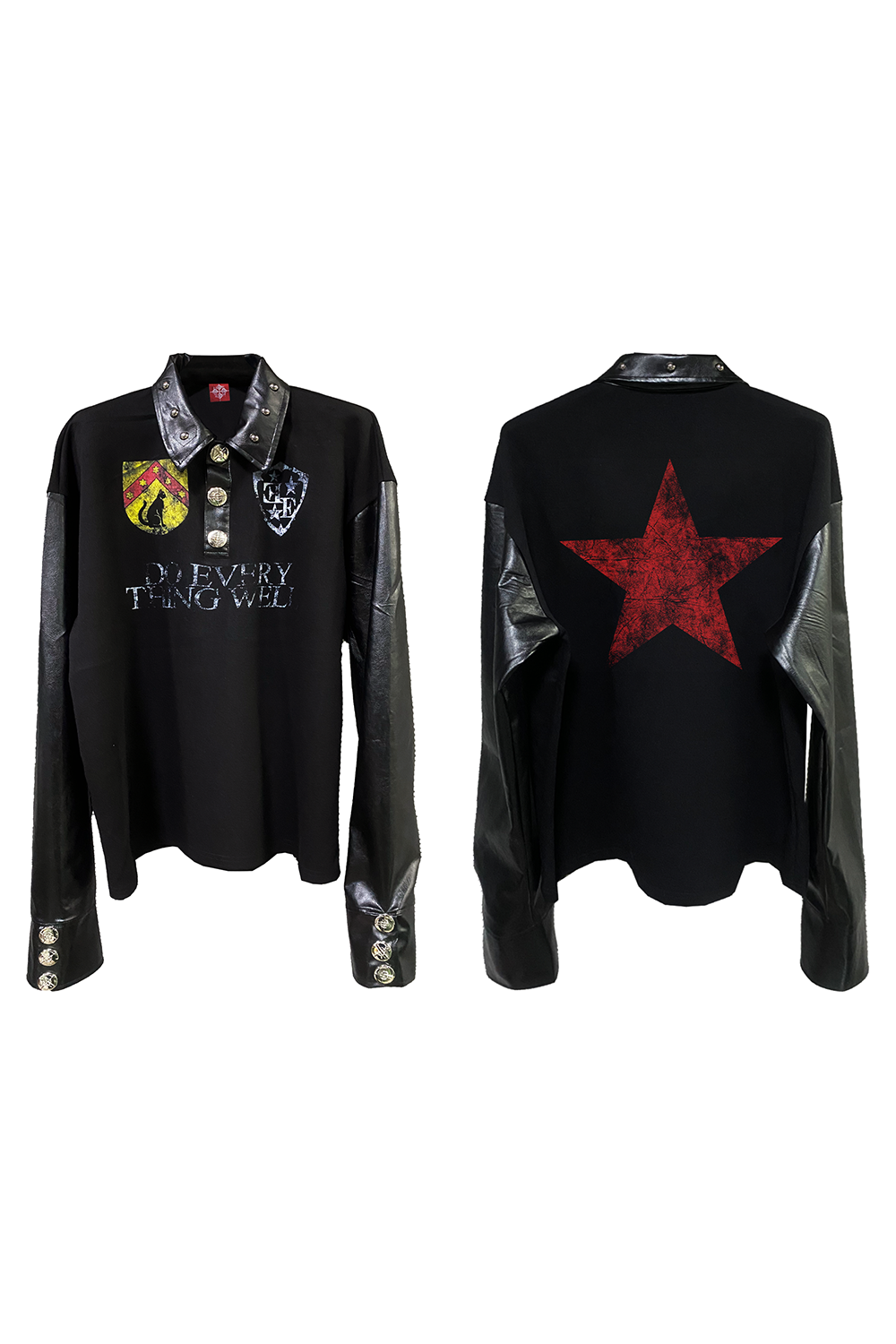 【25s Aug.】Dark Punk Studded Collar Polo Shirt