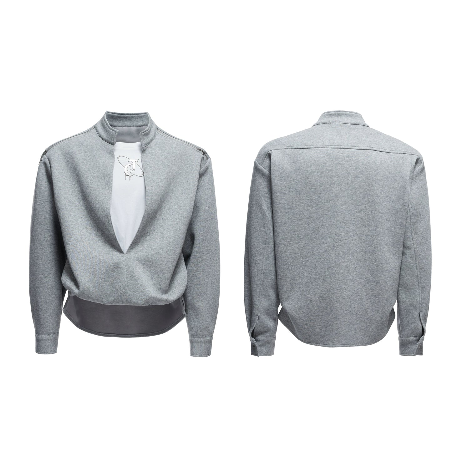 【25s Aug.】Faux Two-Piece Mock Neck Zip Hoodie & Sweatpants Set