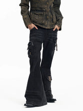 Y2K Patchwork Multi-Pocket Flared Skinny Jeans