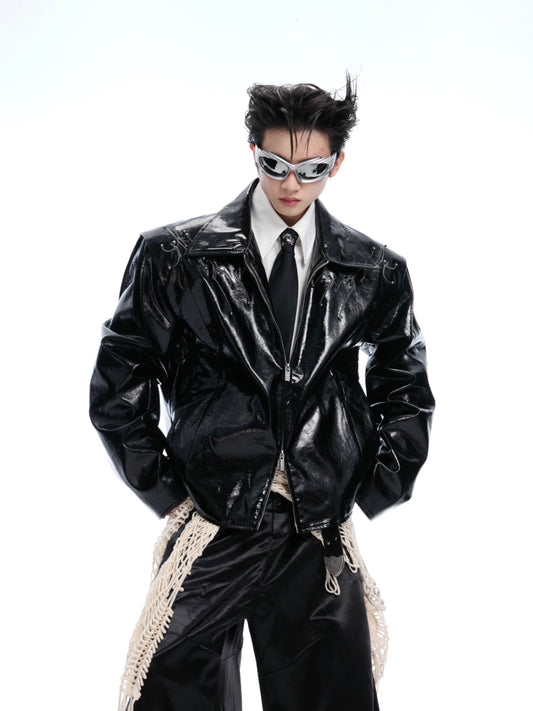 【25s Apr.】Shiny Studded Leather Jacket