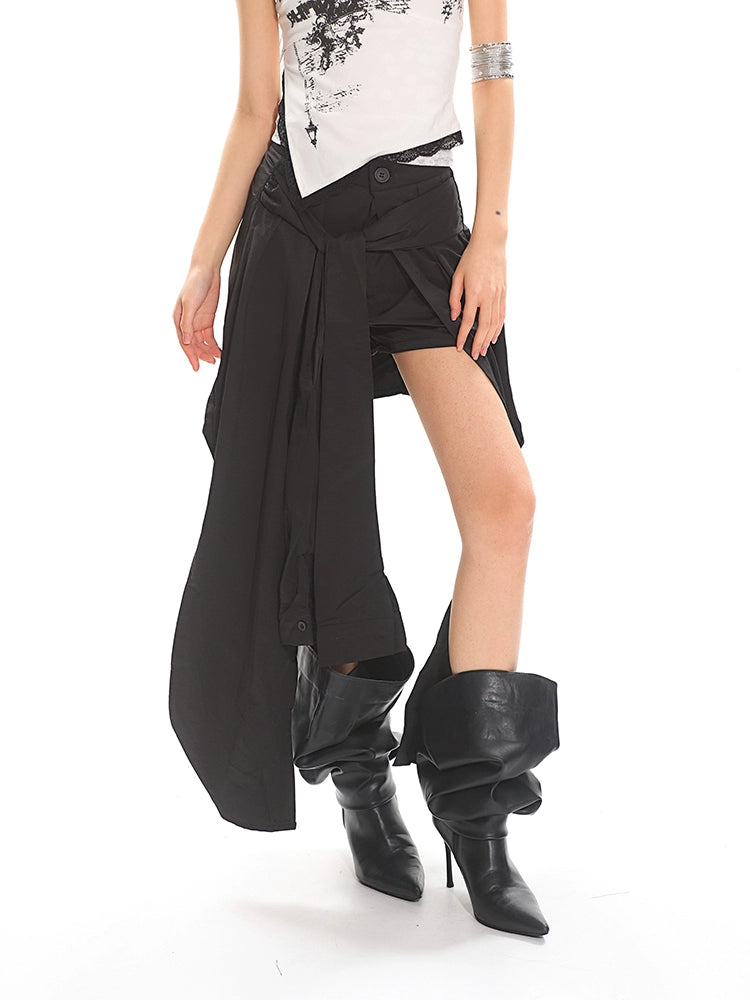 【25s Apr.】Temperament Suit Tie Irregular Skirt