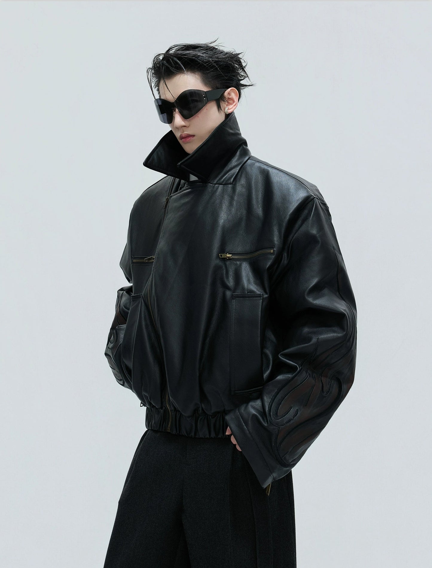 【25s Nov.】Distressed Embossed Detachable Fur Collar Thickened Cotton Coat