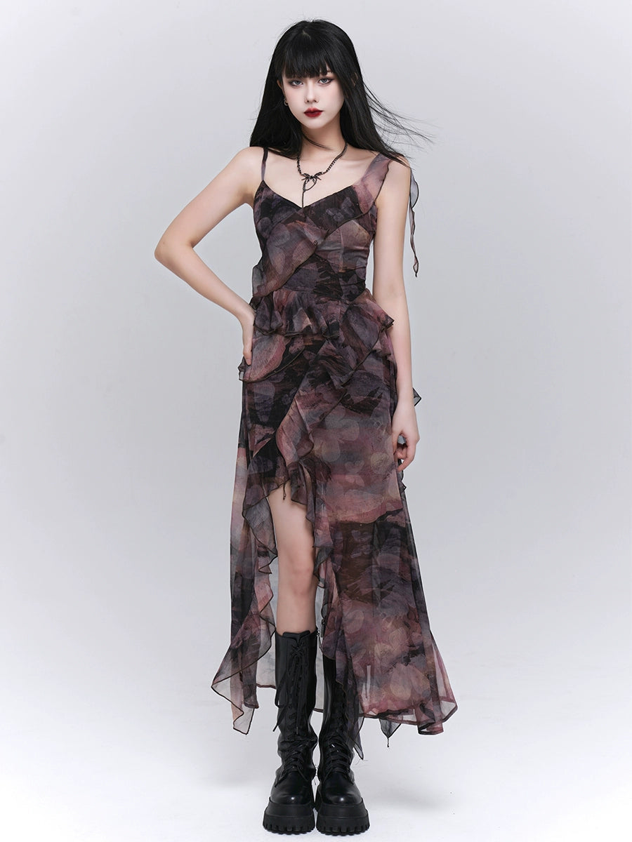 【25s Jul.】Asymmetrical Hem Spaghetti Strap Dress