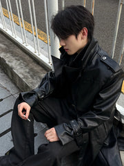 Multi-Form Layered Leather Trench Coat