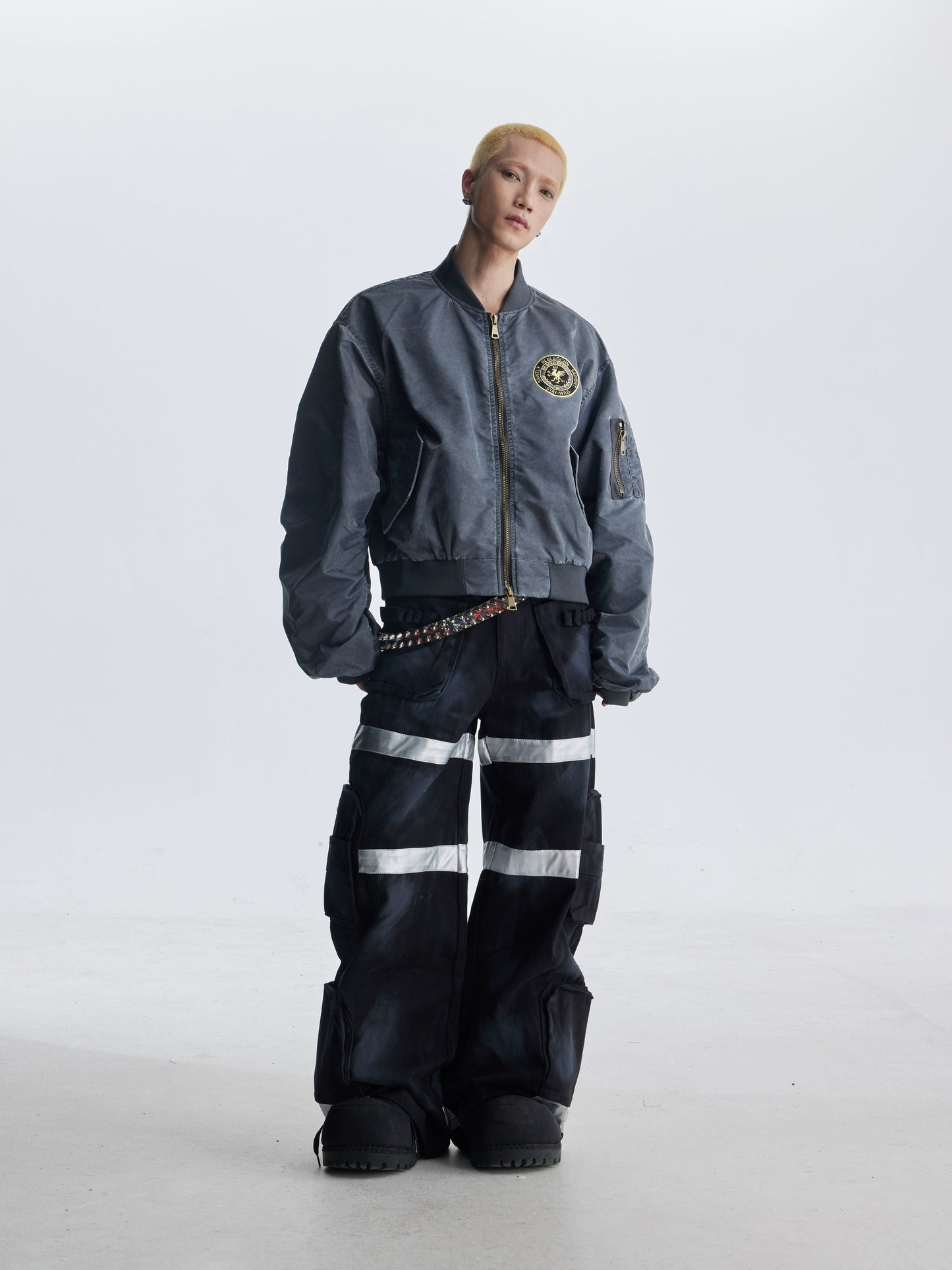 【25s Aug.】Distressed Washed Loose Bomber Jacket
