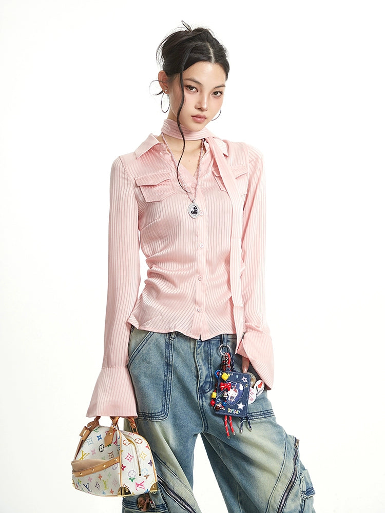 【25s Sep.】Plaid Vintage Ruched Slim Fit Waist Shirt