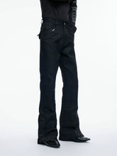 Waxed Black Flared Jeans