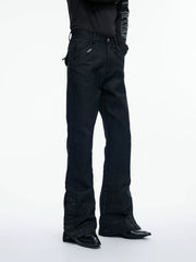 Waxed Black Flared Jeans