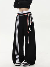 【25s Jul.】Retro Drawstring Sweatpants with Three Stripes