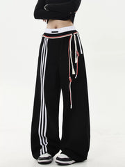 【25s Jul.】Retro Drawstring Sweatpants with Three Stripes