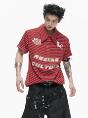 【26s Apr.】Contrast Stripe Embroidered Polo Tee