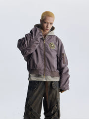 【25s Aug.】Distressed Washed Loose Bomber Jacket
