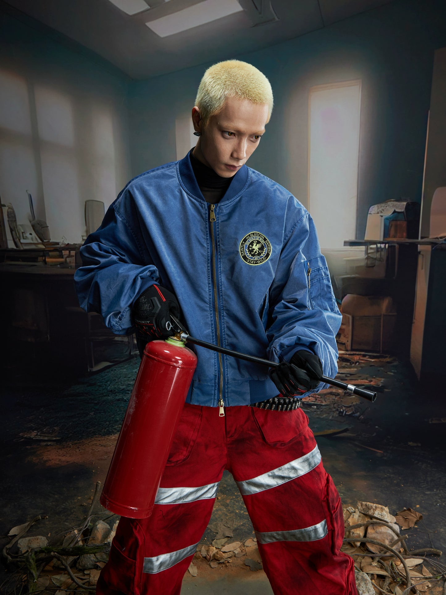【25s Aug.】Distressed Washed Loose Bomber Jacket